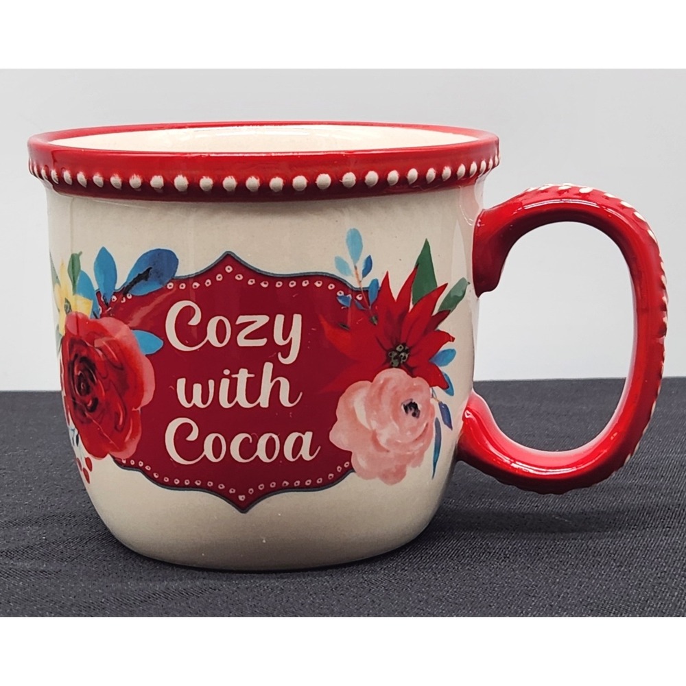 Pioneer Woman "Cozy with Cocoa" Floral Coffee Mug 16 oz Tea Cup